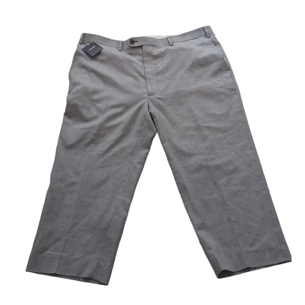 Indochino Mens‎ Gray Flat Front Wool Dress Pants Houndstooth Sz 36 X 31
